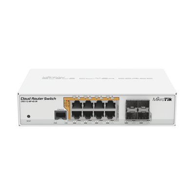 Cloud Router Switch Administrable L3, 8 puertos 10/100/1000 Mbps c/PoE Pasivo ó 802.3af/at, 4 Puertos SFP - Toer