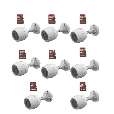 Kit de Camaras WiFi, Incluye 8 Piezas CS-H3C y 8 Piezas HS-TF-E1/32G /  Detección de Movimiento - Toer