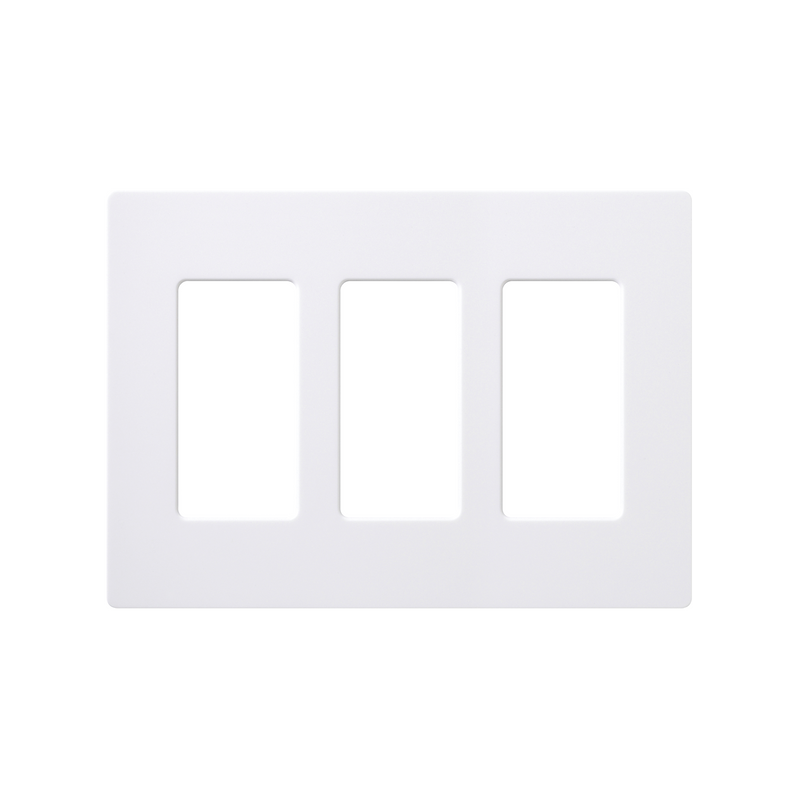 CW3WH Placa de pared 3 espacios, color blanco, para atenuador (dimmer), switch ó control remoto PICO inalámbrico.