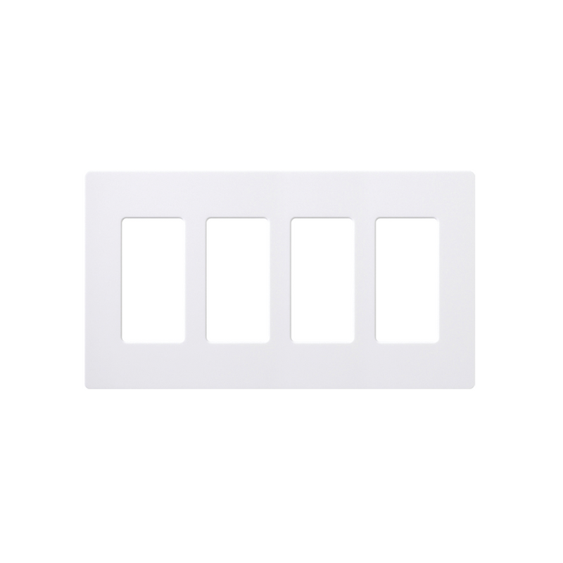 CW4WH Placa de pared 4 espacios, color blanco, para atenuador (dimmer), switch ó control remoto PICO inalámbrico