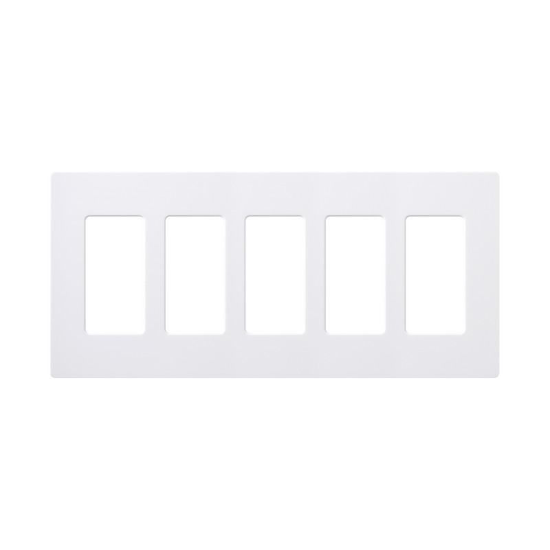 CW5WH Placa de pared 5 espacios, para atenuador (dimmer), switch ó control remoto PICO inalámbrico