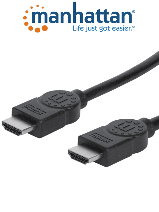 MANHATTAN 306126- Cable HDMI de Alta Velocidad de 3 Metros/ Resolución 4k@30Hz/ Soprota 3D/ HDMI Macho a Macho/ Soporta Canal de Retorno de Audio (ARC)/ Blindado para Reducir Interferencia/