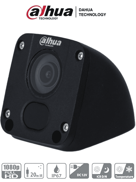 DAHUA DH-HAC-HMW3200D-V - Cámara móvil analógica, Conexión M12 (tipo aviación), Tipo: cubo, Resolución 1080p, Lente de 2.8mm, Apertura de 106°, IR de 20 metros, Grado de protección IP67, Material metálico