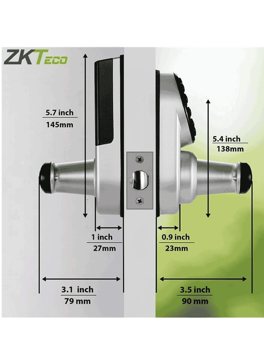 ZKTECO ML300 -  Cerradura Inteligente con Teclado y Verificación de Huella, Conectividad Bluetooth, Capacidad para 100 Usuarios, Compatible con la App Zsmart