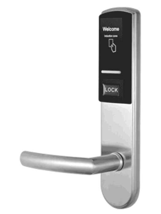 ZKTECO LH3000L - Cerradura Izquierda para Hotel con Tecnología Mifare 13.56 MHz, Compatible con Puertas de 40 a 55 mm de Grosor, 2 Pestillos de Seguridad, Fabricada en Acero Inoxidable, Capacidad de Registro de 224 Eventos