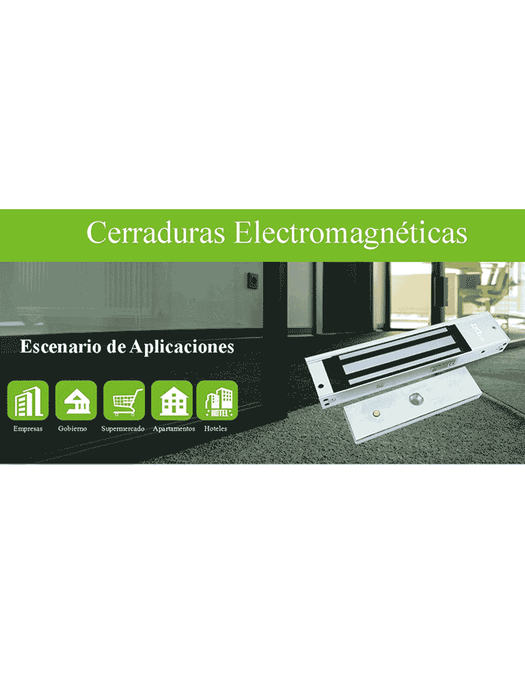 ZKTECO LM200LEDSU - Paquete de contrachapa magnética de 200 Kg a 12 VDC con señal NC que incluye soporte en U para colocación en puertas de vidrio