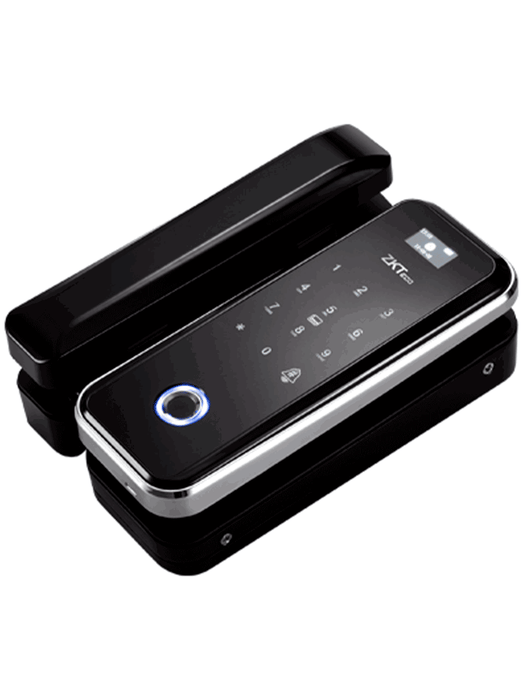 ZK GL300 - Cerradura Biométrica para Puertas de Vidrio, Compatible con Anchos de Puerta de 10 a 12 mm, Capacidad para 100 Usuarios, Control Remoto Incluido, Compatible con Tarjetas Mifare 13.56 MHz