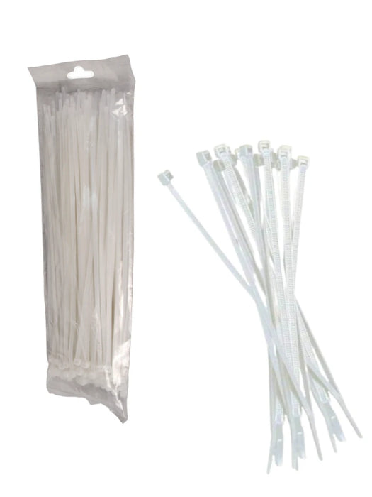 SBE TECH CN48X450 - Cincho sujetacable 4.8x450 mm color blanco, bolsa con 100 piezas, nylon.