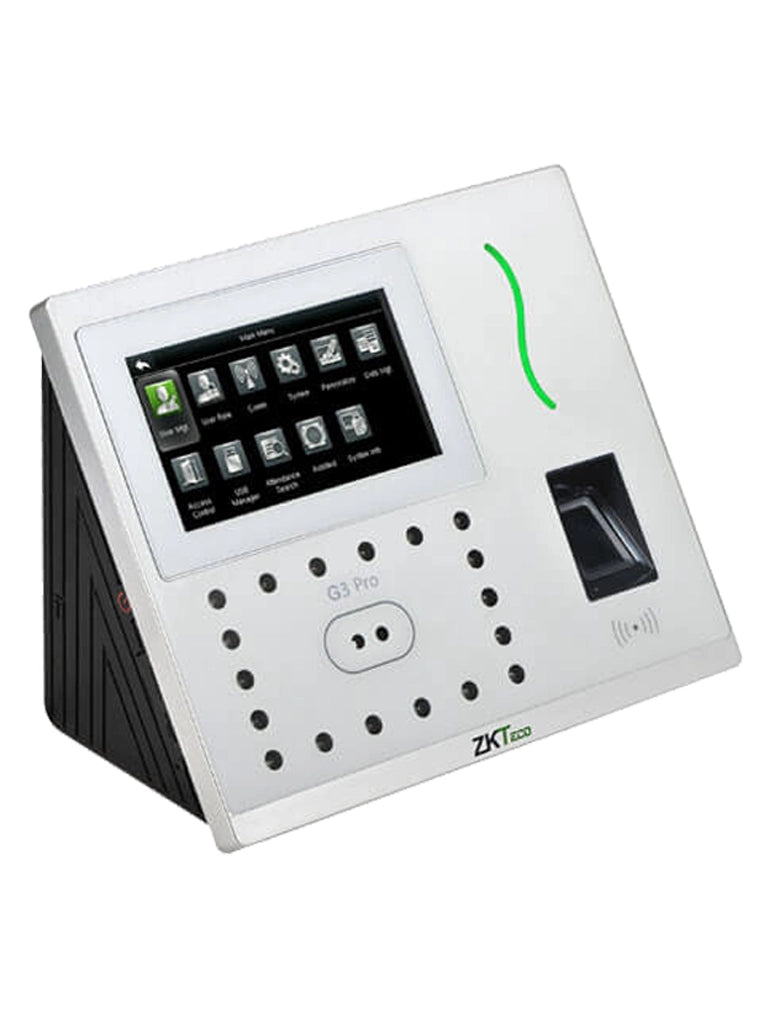 ZKTECO G3PRO -Control de Asistencia y Acceso con Autenticación Facial (12000 Rostros), Huella Digital BioID+ (20000), Tarjeta ID 125 KHz (20000), Verificación Palma (6000), Registro de 200,000 Eventos, Green Label y TCP/IP