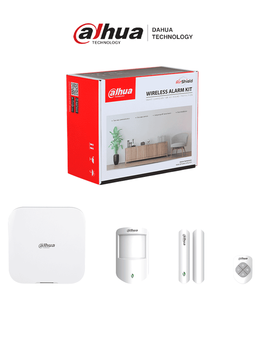 DAHUA DHI-ART-ARC3800H-03-FW2(915) -Kit de Alarma Inalámbrico Hub2, WiFi, Ethernet y 4G, Incluye panel de alarma Hub2, sensor de movimiento, contacto magnético y control remoto, Airshield