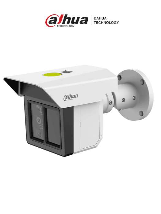 DAHUA DH-IPC-MFW5241T2-E3-ASE - Cámara de seguridad de triple lente de 2MP WizMind, ideal para protección perimetral de largo alcance. Ofrece detección de humanos y vehículos a 100m, visión IR de 100m, tecnología ePoE, y resistencia IP67/IK10.