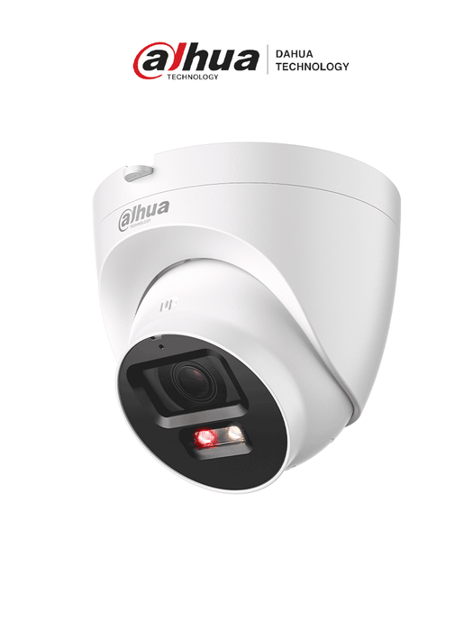 DAHUA IPC-HDW2249T-S-PV - Cámara domo IP de 2MP/ Iluminador Dual Inteligente/ Lente 2.8/ Disuasión activa/ SMD Plus/ protección perimetral/ Incorpora micrófono y bocina/ LED IR incorporado y luz cálida 30m/ PoE/ IP67/ IK10 antivandálica/ Ranura micro SD.