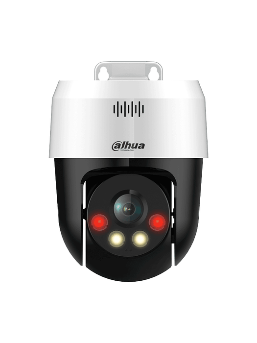 DAHUA DH-SD2A300NB-GNY-A-PV-0400 - Cámara IP PT de 3 MP con Full Color y Disuasión Activa, iluminador dual inteligente, lente fijo, alcance de 30m con IR y luz visible, audio bidireccional, protección IP66, PoE y ranura para microSD.