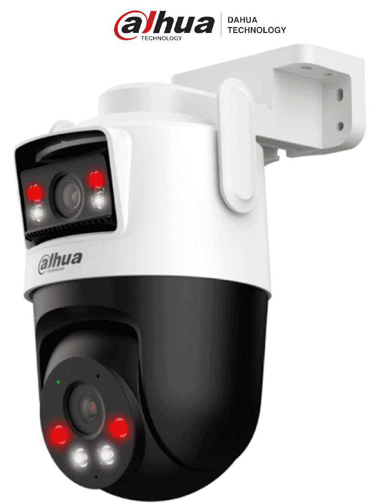 Dahua IPC-WPT1539DD-SW-5E2-PV - Cámara IP PT Wifi Dual de 10 MP, 2 Lentes de 5 MP cada uno (Fijo y PT), Iluminador Dual Inteligente/ IR de 50m, Microfono y Altavoz Integrados, IA, Autotracking, Disuación activa, Ranura MicroSD, IP66