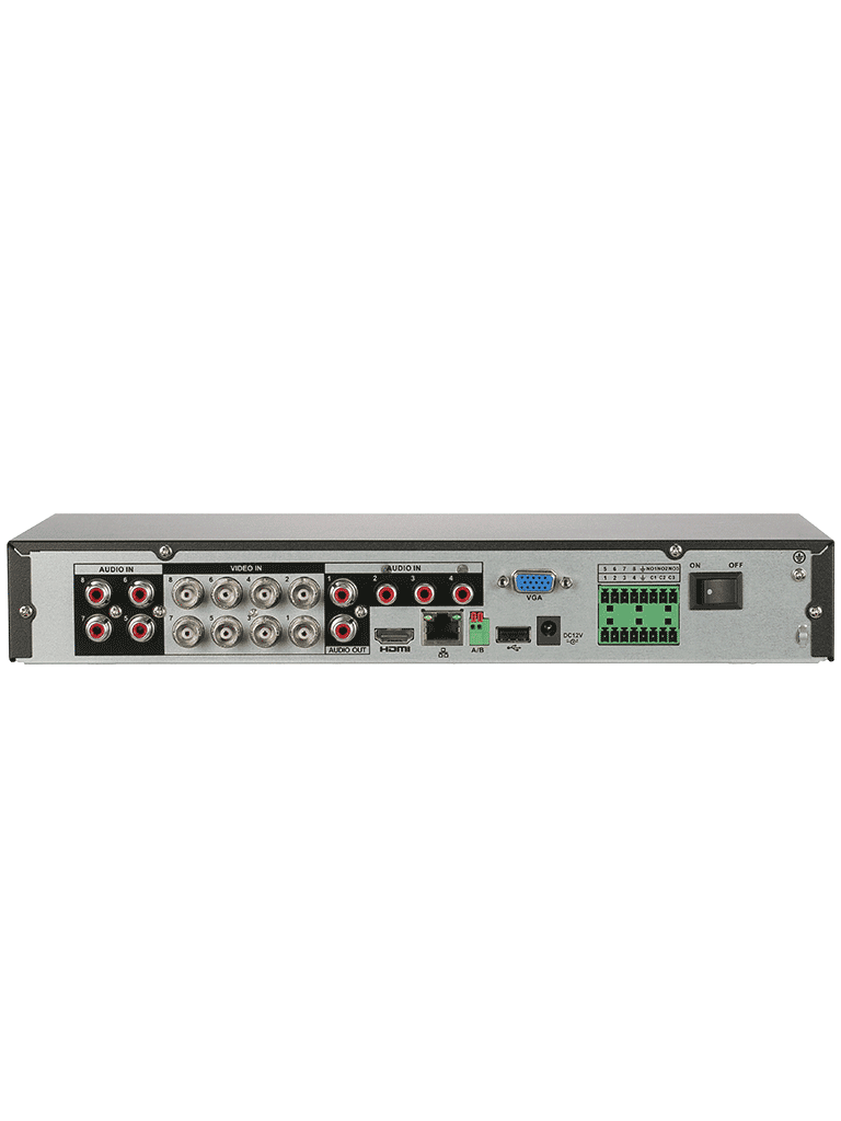 DAHUA XVR5108HE-4KL-I3 - DVR 8 canales 4K con tecnología WizSense y compresión H.265+. Admite 8 canales + 8 IP, reconocimiento facial en 2 canales, SMD Plus, protección perimetral, 1 SATA de hasta 16 TB, 8 entradas y 3 salidas de alarma