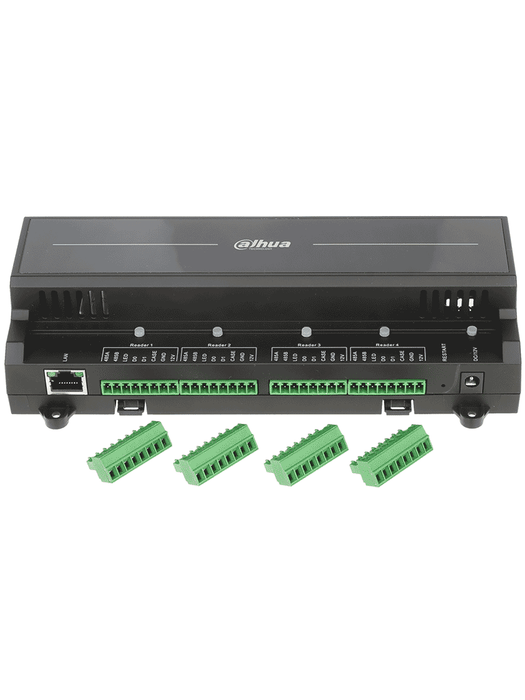 DAHUA ASC2204B-S  - Panel de Control de Acceso para 4 Puertas y 4 Lectoras/  TCP/IP/ Comunicación RS-485 y Wiegand/ 100,000 Usuarios, 3,000 Huellas y 500,000 Registros/ Soporta Interlock, Anti-passback, Desbloqueo Remoto/ Funcion WatchDog/