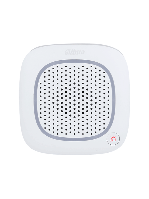DAHUA DHI-ARA14-W2- Sirena intercom inalámbrica con audio bidireccional y múltiples sonidos (fuego, intrusión, pánico, médica y más), Botón de pánico, App DMSS, Frecuencia 433 MHz, Tecnología: AirShield, Compatible únicamente con HUB 2.0