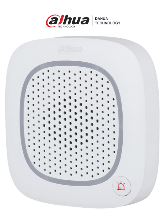 DAHUA DHI-ARA14-W2- Sirena intercom inalámbrica con audio bidireccional y múltiples sonidos (fuego, intrusión, pánico, médica y más), Botón de pánico, App DMSS, Frecuencia 433 MHz, Tecnología: AirShield, Compatible únicamente con HUB 2.0