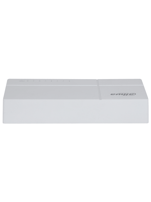 DAHUA DH-SF1008L - Switch de Escritorio con 8 puertos Fast Ethernet (10/100 Mbps), diseño compacto de capa 2, con capacidad de switching de 1.6 Gbps y velocidad de reenvío de paquetes de 1.19 Mpps. Ideal para redes eficientes y compactas.