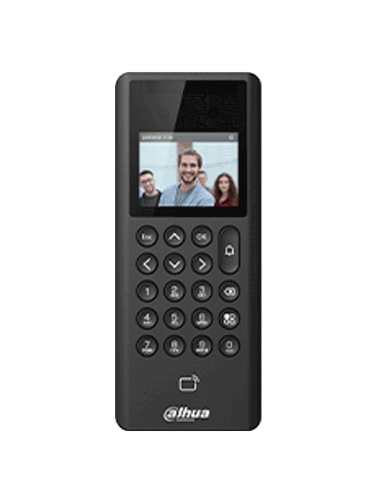 DAHUA ASI3203E - Control de Acceso y Asistencia con Reconocimiento Facial / Pantalla de 2.4" / 1,000 Rostros / 1,000  Usuarios / 1,000 Contraseñas /  3,000 tarjetas Mifare / Admite 50 administradores / 100,000 registros / Salida 12v 1A