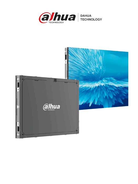 Dahua DHI-PHEIA1.8-TH Gabinete con módulos led SMD Pitch 1.8 ideal para interiores, 800 nits de brillo. Ofrece mantenimiento frontal y trasero, estructura de aluminio duradera, y dimensiones de 640x480 mm