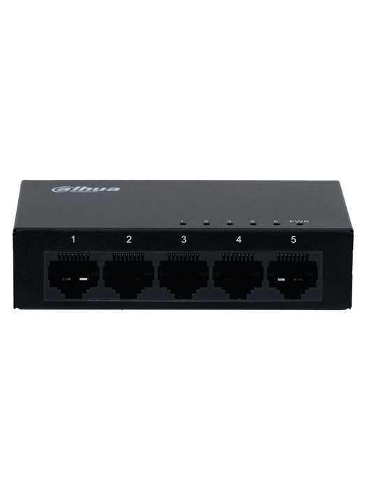 DAHUA PFS3005-5GT - Switch Gigabit de 5 Puertos No Administrable/ Capa 2/ 10/100/1000 Base-T/ Carcasa Metalica/ Switching 10G/ Tasa de Reenvio de Paquetes 7.44 Mbps/ Memoria Bufer de Paquetes 1Mb/ Con Proteccion de Descargas/