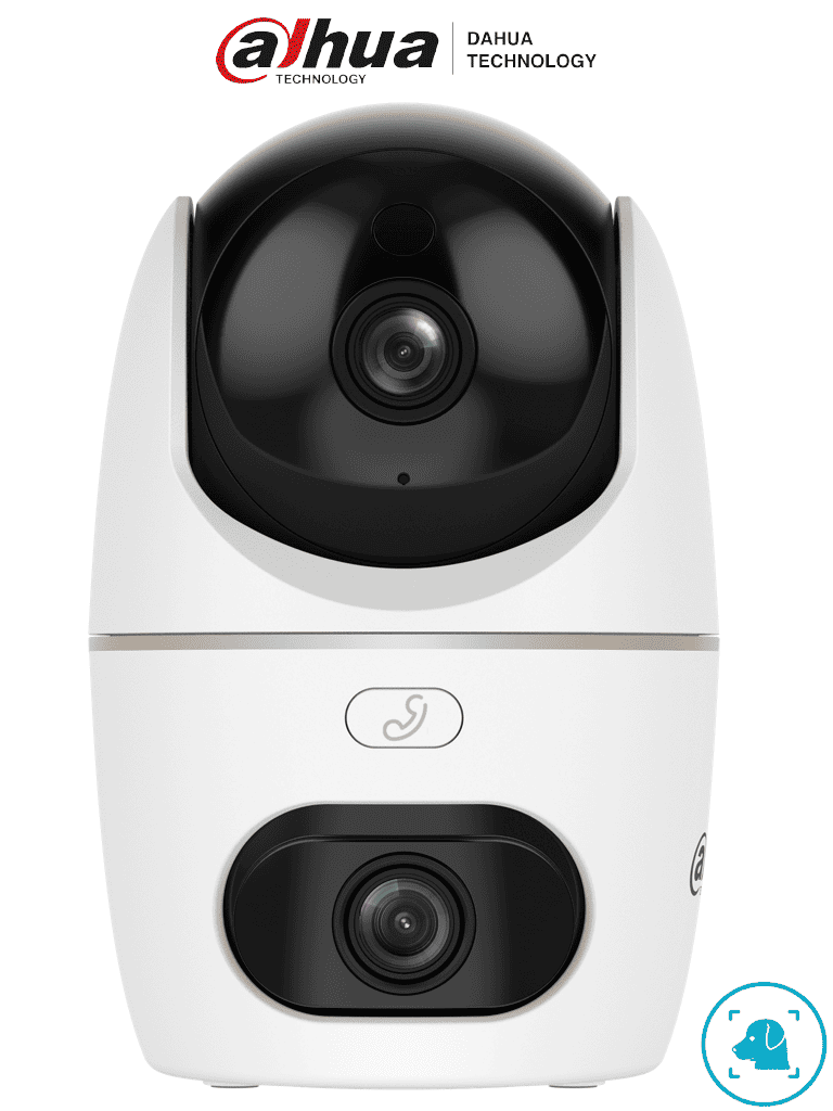 DAHUA HPT1339DD-STW-3E2-IL - Cámara IP PT Dual de 6 Megapixeles/ Hero/ 2 Lentes de 2k/ 30 IR y Luz Visible/ Boton de Llamada/ Audio 2 vías/ Deteccion de Humanos y Mascotas/ Disuación activa/ AutoTracking/ Ranura MicroSD/ (H3D-3F)