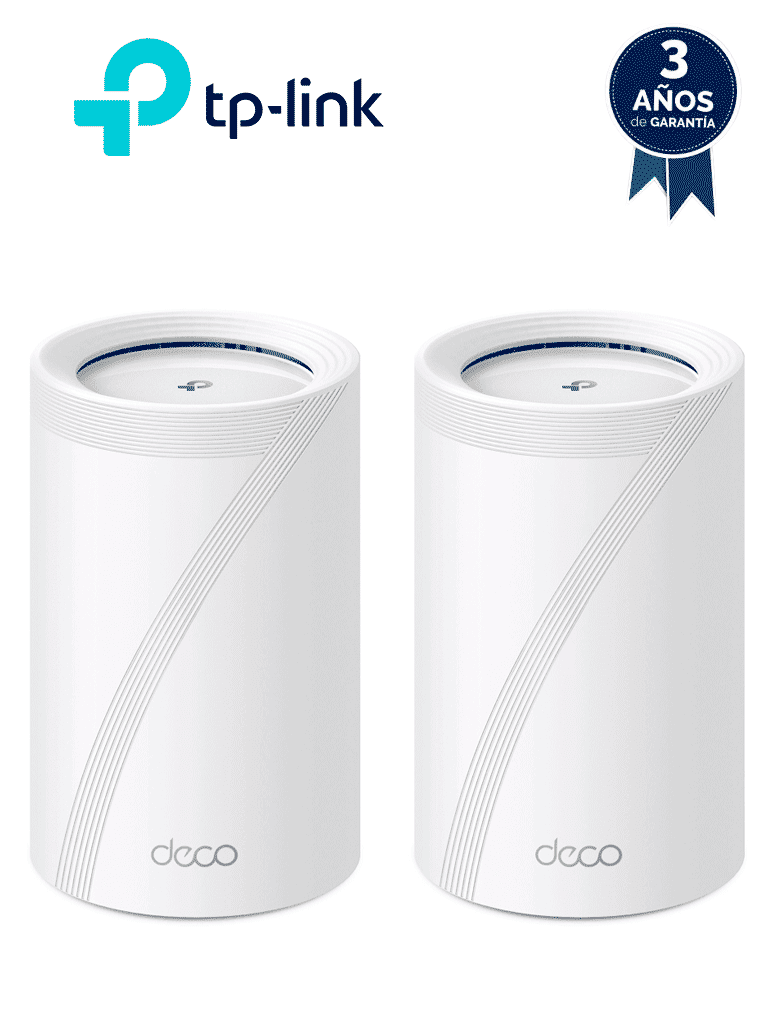 TP-LINK DECO BE65(2-Pack) - Sistema Mesh WiFi 7 , Wi-Fi 7 de Triple Banda de 11Gbps , 4 puertos 2.5Gbps , Multi-Link Operation (MLO) , Canales de 320Mhz , Banda de 6Ghz , Protección con  HomeShield, Conecta más de 200 dispositivos.