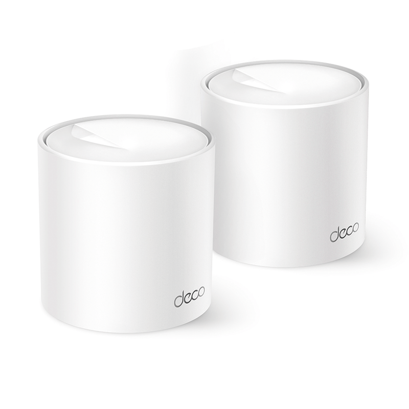 DECOX10-2PACK Kit 2 Routers Inalámbricos MESH Interior para Hogar / Doble Banda Wi-Fi 6 AX1500 Mbps / 2 Puerto Gigabit WAN/LAN / 2 Antenas Internas / Administración Mediante la App Deco (iOS, Android) / Protección HomeShield