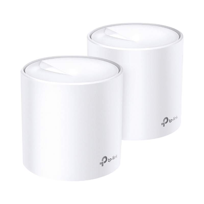 DECOX20-2PACK Kit 2 Routers Inalámbricos MESH Interior para Hogar / Doble Banda Wi-Fi 6 AX1800 Mbps / 2 Puerto Gigabit WAN/LAN / 2 Antenas Internas / Administración Mediante la App Deco (iOS, Android) / Protección HomeShield