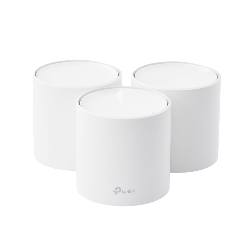 DECOX20-3PACK Kit 3 Routers Inalámbricos MESH Interior para Hogar / Doble Banda Wi-Fi 6 AX1800 Mbps / 2 Puerto Gigabit WAN/LAN / 2 Antenas Internas / Administración Mediante la App Deco (iOS, Android) / Protección HomeShield