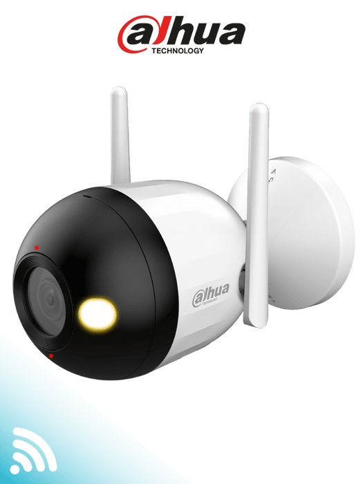 DAHUA F4CN-PV - Cámara IP Bullet WiFi de 4 Megapíxeles / Full Color + Iluminación Dual Inteligente / Disuasión Activa/ Lente 2.8mm / Audio 2 Vías/ Micrófono y Altavoz Integrados/ 30 Metros de Iluminación/ IA/ IP67/