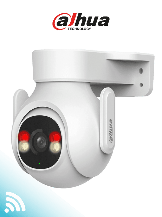 DAHUA DH-P5B-PV- Cámara IP PT WiFi de 5 Megapíxeles con audio bidireccional (micrófono y altavoz), sirena de 110dB, WiFi 6, detección de personas y vehículos, IP65 y ranura MicroSD.