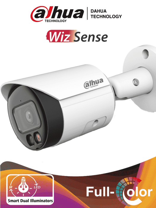 DAHUA IPC-HFW2249S-S-IL - Camara Bullet IP 2 Megapixeles/ Iluminador Dual Inteligente+Full Color/ WizSense/ Lente de 2.8mm/ 107 Grados/ Microfono Integrado/ 30 Mts de IR y Luz Visible/ Metalica/ Ranura MicroSD/ WDR 120dB/ SMD Plus/ PoE/