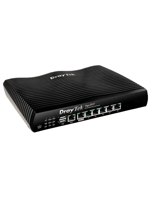 DRAYTEK VIGOR2927- Ruteador Multi-WAN balanceador de cargas con 1 puerto WAN GE RJ45, 1 puerto intercambiable LAN/WAN, 5 puertos LAN GE, 50 túneles VPN, 2 puertos USB, ideal para PyMEs