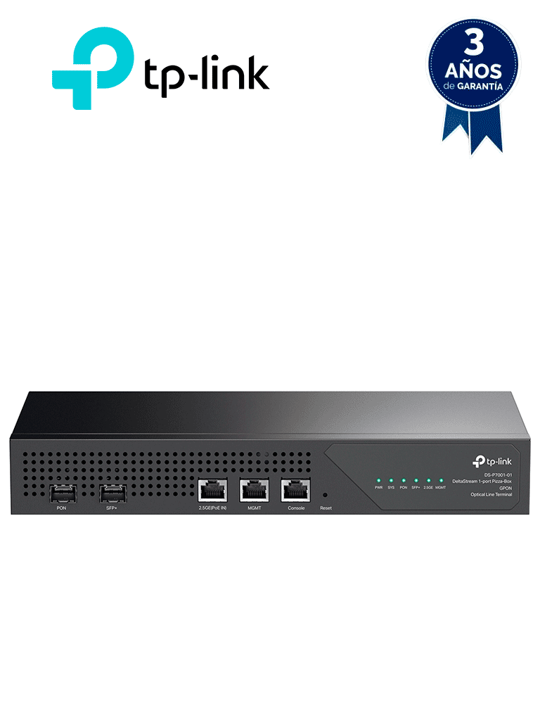 TP-LINK DS-P7001-01 -Delta Stream - OLT con 1 puerto GPON, 128 ONUs, 1 puerto 2.5G RJ45, 1 puerto SFP+ Uplink , Puertos de Gestión RJ45, 1 puerto Alarmas , Funciones L2 Completas y L2+/L3 Avanzadas , Administración desde la nube (DPMS).