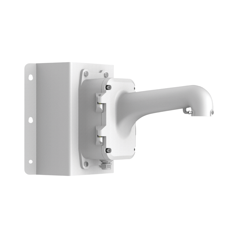 DS-1604ZJ-BOX-CORNER Montaje de Esquina con Caja de Conexión para Domos PTZ epcom y HIKVISION / Fabricado con Aleación de Aluminio y Acero