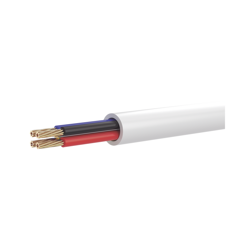 DS-1AC4AUC0M Bobina de 100 Metros de Cable Multifilar / CCA / 4 x 22 AWG / Color Blanco / PVC / CCAM / Uso en Interior / Aplicaciones en Alarmas - Automatización