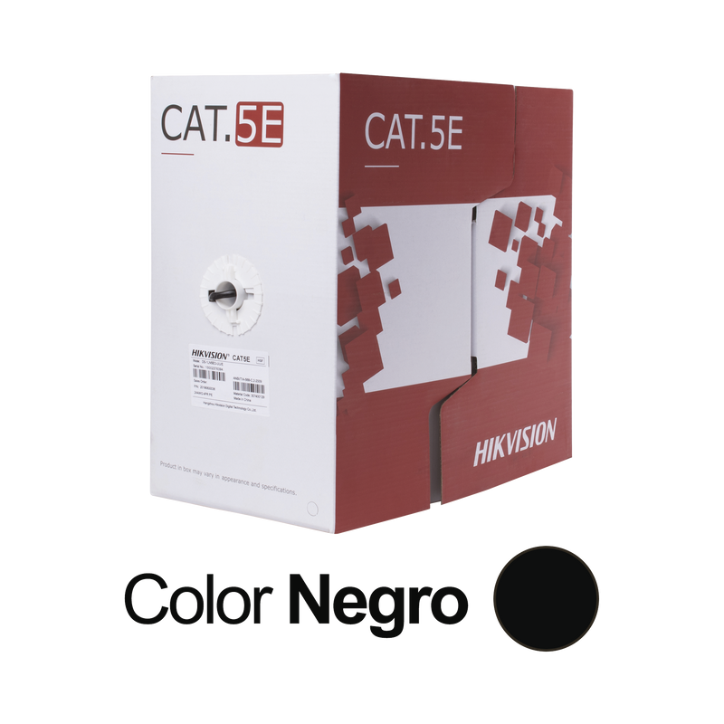 DS-1LN5EO-UU/E Bobina de Cable UTP 305 Mts / Cat 5E (24 AWG) / Color Negro / PE / Uso en Exterior / 100% Cobre / Aplicaciones de CCTV, Redes de Datos y Enlaces Inalámbricos