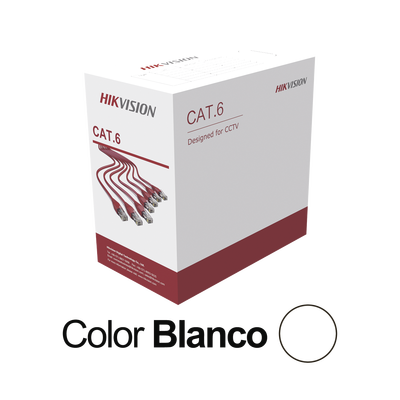 Bobina de Cable UTP 305 Mts / Cat 6 (24 AWG) / Color Blanco / PVC (CM) / Uso en Interior / CCA (Cobre con Aluminio) / Aplicaciones de CCTV y Redes de Datos - Toer
