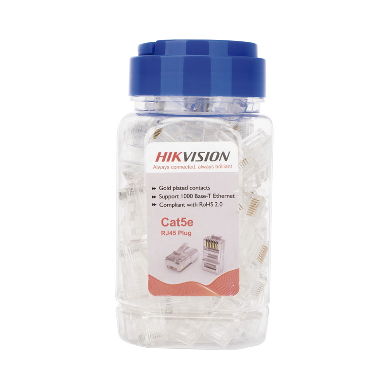 DS-1M5EUA-30U Bote con 100 Piezas de Plug Modular RJ45 / Cat 5e / Chapado en Oro a 30 Micras / Sin Blindaje / Facil Instalación / Uso Interior / Soporta Norma TIA-568B / Cumple con RoHS 2.0