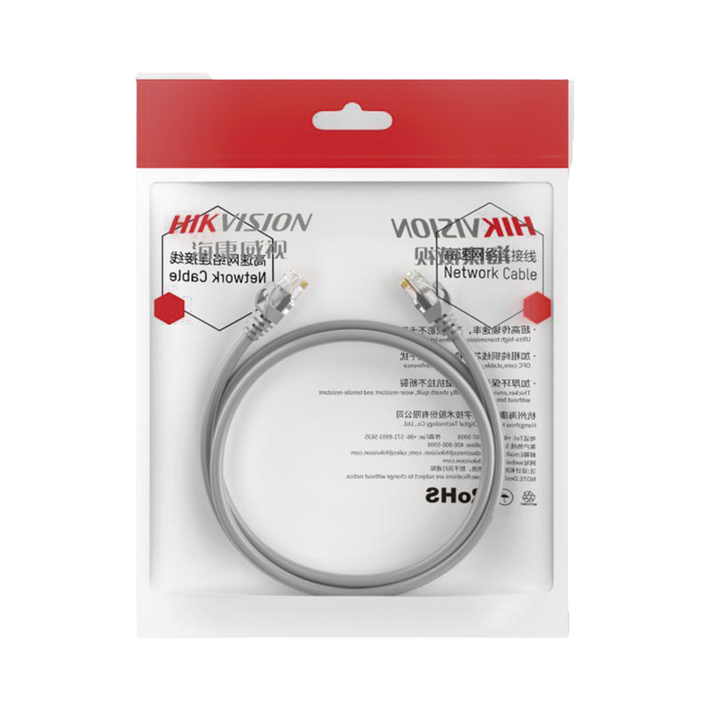 DS-1NP6UEC0-1000-G Cable de Parcheo (Patch Cord) / UTP / Cat. 6 (24 AWG) / 10 Metros / Color Gris / Ideal para PoE+ / Interior