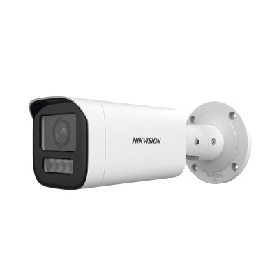 Bala IP 4 Megapíxel / Lente Motorizado 2.8 a 12 mm / Dual Light (50 mts IR + 50 mts Luz Blanca) / ACUSENSE Lite / Microfono Integrado / Exterior IP67 / WDR 120 dB / PoE  / Micro SD / Alarmas I/O - Toer