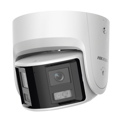 [FlexVu] [PROTECCIÓN ACTIVA] Turret IP 4 Megapixel / 2 Lentes de 2.8 mm (Imagen Panorámica 180°) / 30 mts IR / Exterior IP67 / Luz Intermitente y Alerta de Audio / Audio Bidireccional / ACUSENSE / WDR 120 dB / Micro SD - Toer