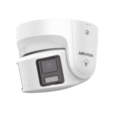 [PROTECCIÓN ACTIVA] Turret IP Panorámica 8 Megapíxel / 2 Lentes 4 mm (180°) / Imagen a Color 24/7 (ColorVu) / PoE / WDR 130° / IP67 / ACUSENSE / Luz Estroboscópica y Alarma Audible / 30 mts Luz Blanca / Micro SD - Toer