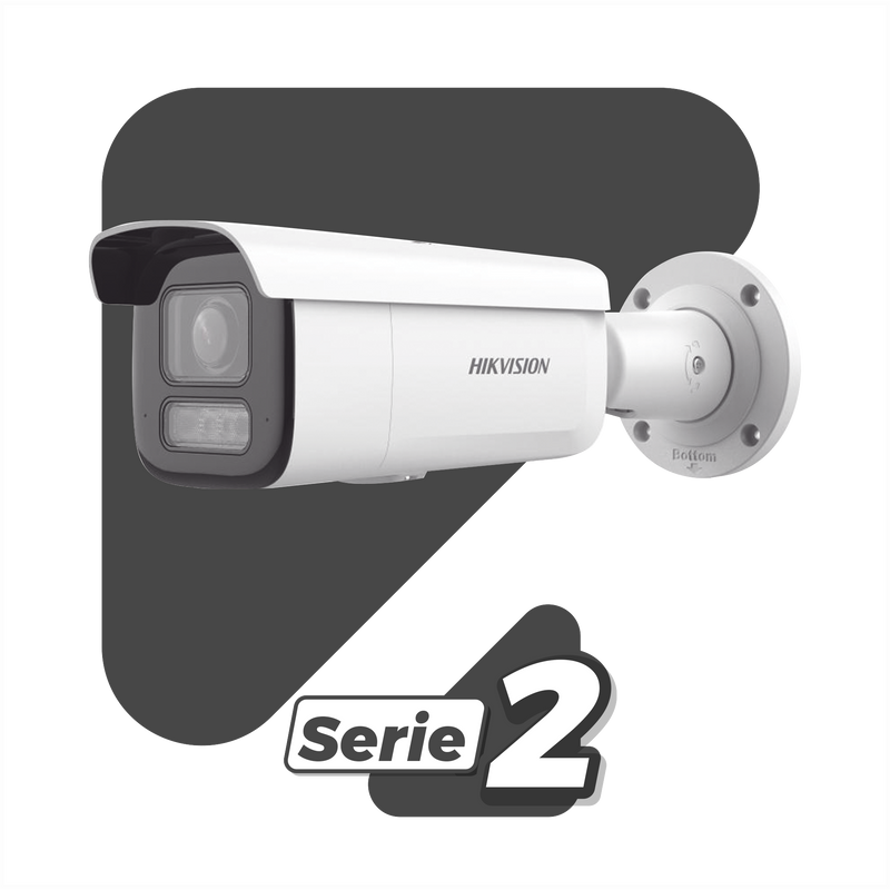 DS-2CD2623G2-LIZS2U [Dual Light + 2 Micrófonos Integrados] Bala IP 2 Megapixel / Lente Mot. 2.8 a 12 mm / 60 mts Luz Blanca + 60 mts IR / ACUSENSE / Exterior IP67 / IK10 / WDR 120 dB / PoE+  / Alarmas I/O / Micro SD / Metal / IK10 / ACUSEARCH