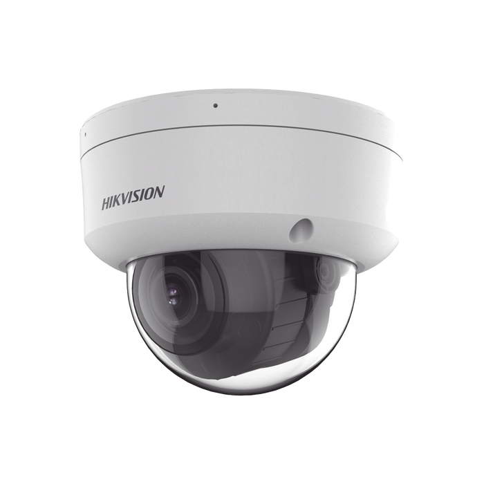 [Smart Hybrid Light + Micrófono Doble] Domo IP 8 MP (3840×2160) / Lente Mot. 2.8-12 mm / Smart IR + Blanco (40 m) / ACUSENSE / Exterior IP67 / IK10 / WDR 120 dB / PoE 802.3af / ONVIF / Alarmas I/O / Micro SD / Metal / ACUSEARCH