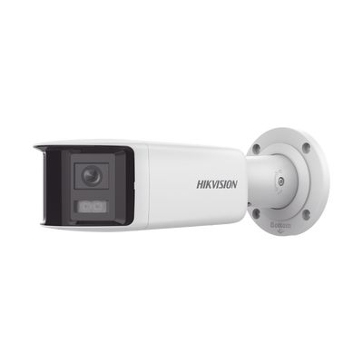 [FlexVu] [PROTECCIÓN ACTIVA] Bala IP Panorámica 4 Megapixel / 2 Lentes 2.8 mm (180°) / Imagen a Color 24/7 (ColorVu) / PoE / WDR 130° / IP67 / ACUSENSE / Luz Estroboscópica y Alarma Audible / 40 mts Luz Blanca / Micro SD - Toer