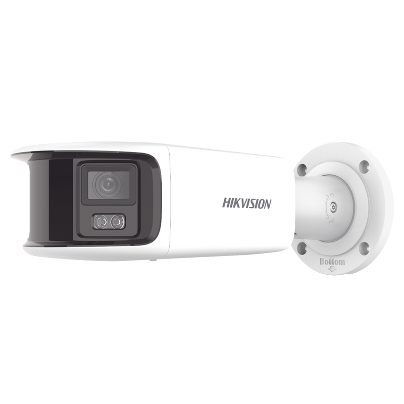DS-2CD2T87G2-PLSU/SL(C) [FlexVu] [ PROTECCIÓN ACTIVA ] Bala IP Panorámica 8 Megapixel (4K) / 2 Lentes 4 mm (180°) / Imagen a Color 24/7 (ColorVu) / PoE / WDR 130° / IP67 / ACUSENSE / Luz Estroboscópica y Alarma Audible / 40 mts Luz Blanca / Micro SD