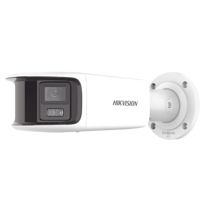 [ PROTECCIÓN ACTIVA ] Bala IP Panorámica 8 Megapixel (4K) / 2 Lentes 4 mm (180°) / Imagen a Color 24/7 (ColorVu) / PoE / WDR 130° / IP67 / ACUSENSE / Luz Estroboscópica y Alarma Audible / 40 mts Luz Blanca / Micro SD